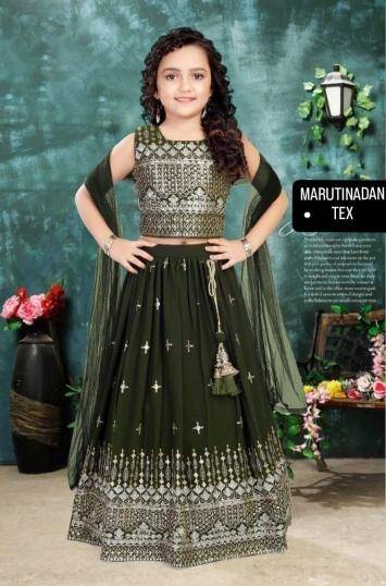 Green Well Georgette green Affordable kidswear in Delhi
